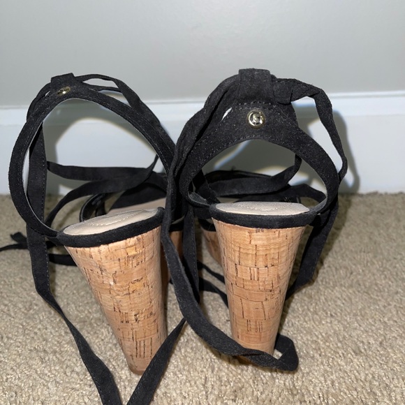 black lace up wedge - Picture 3 of 4